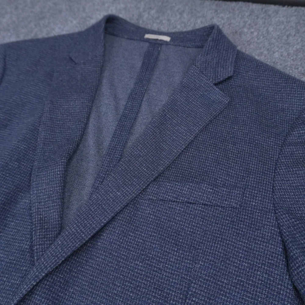 Nordstrom Rack Blazer Mens 44R Blue Trim Fit Textured Knit Sport Coat